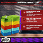 AIDEA Microfiber Cleaning Cloth, 400PK, Microfiber Towels for Cars, Shop Towels Cleaning Rags, Premium Wash Cloths, Absorbent Towel for SUVs, House, Kitchen, Window, Cleaning Supplies 12×12"