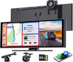 10.26 Inch Carplay Screen for Car, Compatible with Apple CarPlay & Android Auto, 4K Dash Cam & HD Backup Camera, Bluetooth, Navigation, Mirror Link, Voice Control, Carplay Tablet for Cars/Trucks