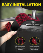 4 Pack Blink Diamond Car Seat Headrest Hooks Crystal Rhinestone Car Purse Holder Universal Interior Accessories for Handbags, Water Bottles, Coats, Umbrellas, Red
