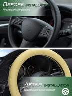 Car Steering Wheel Cover, Non-Slip Silicone Material, Multiple Color Choices, Universal Auto Parts Steering Wheel Cover, Suitable for Most Cars (Champagne)
