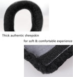 Authentic Sheepskin Seatbelt Cover Real Wool Car Truck SUV Airplane Seat Belt Shoulder Pad for Carmera Backpack Straps Neck Cushion Protector 2 Pack Black