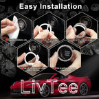 2 PCS Crystal Combinatorial Rhinestone Car Engine Start Decoration Ring, Push to Start Button Cover Sticker, Bling Car Interior Accessories for Women, Automotive Decals, Red