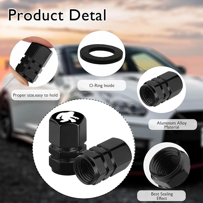 4Pack Compatible with Bigfoot Tire Valve Caps Universal Tire Air Cap | Aluminum Alloy Rust-Proof Valve Stem Caps, for Auto SUV Truck Motorcycle Bicycle, Gifts for Women Men Drivers