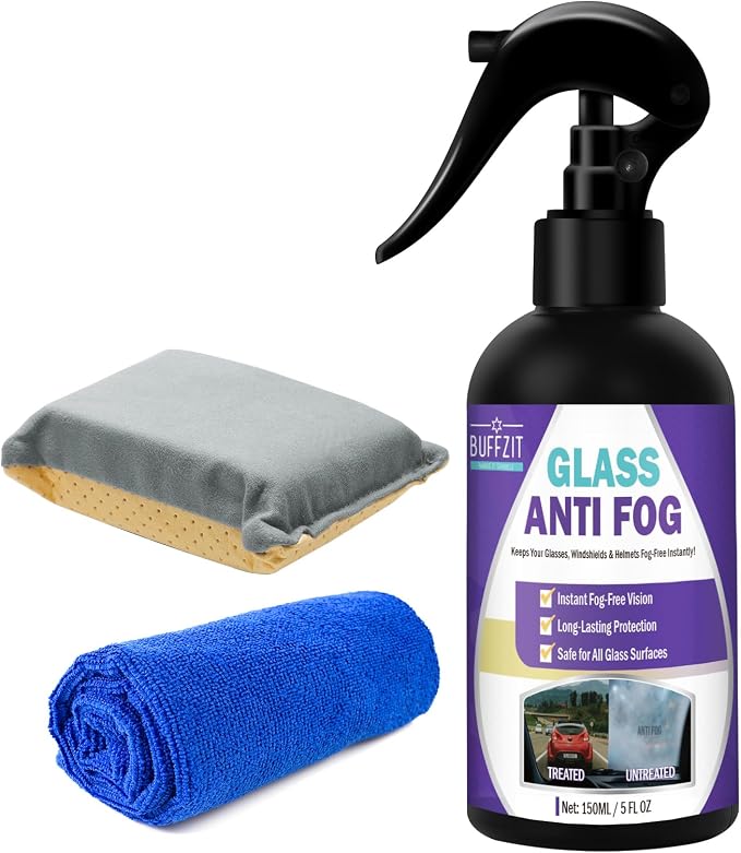 Glass Anti Fog Spray for Car Windshield, Interior Glass, Mirrors & Windows – Long-Lasting Defogger Prevents Fogging for Clear Vision, Safe Driving & Crystal Clear View – 150ml / 5oz (Yellow)