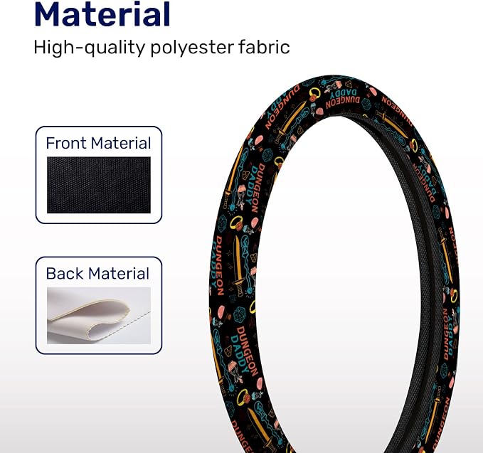 Dungeon Daddy Steering Wheel Cover, Non Slip Polyester Car Wheel Protector for Car SUV Truck, Universal 15 Inch