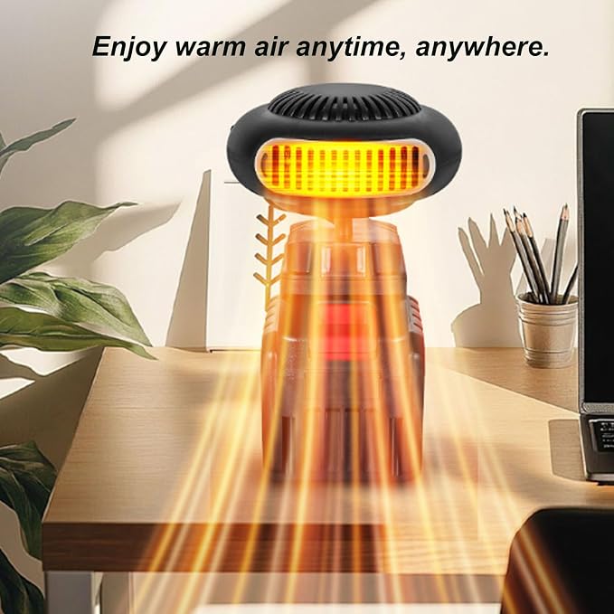 Portable Car Heater, USB Rechargeable Cordless Fast Heating Windshield Defroster Defogger, Anti Tip Car Windscreen Heater, Cars Defrost Defogger
