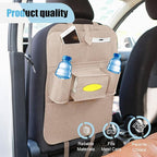 LAINLOY Felt Car Seat Back Organizer, Kick Mats Car Back Seat Protector for Kids, 6-Pocket Storage for Tissue, Box, Pen, Toy, Automobile Road Trip Accessories for SUV, RV, Truck (Beige)