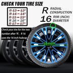 Hubcap Wheel Cover Replacement R16 Hub Caps Universal-Fit Steel Wheel Rim Cover ABS Material Exterior Accessories for Car Truck SUV -Set of 4（16-inch，Blue-Black）