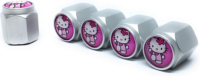 Hello Kitty Car Tire Air Valve Caps Auto Wheel Tyre Dust Stems Cover with Emblem Waterproof Dust-Proof Universal fit for Set/5 Pcs for Cars Luxury