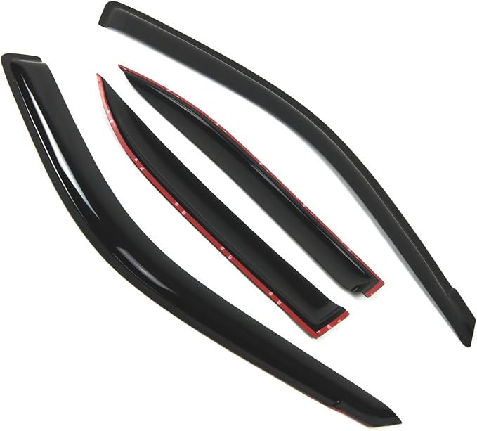 WD2-248 Dark Smoke 4 Pcs Set Window Visor (Outside Mount) Deflector Rain Guard Compatible with 2000-2005 Hyundai Accent Sedan