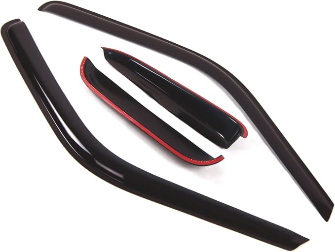 WD2-066 Dark Smoke 4 Pcs Set Window Visor (Outside Mount) Deflector Rain Guard Compatible with 1988-2000 Chevrolet C1500 C2500 C3500 Extended Cab