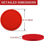 Car Cup Coaster, 4PCS Universal Non-Slip Cup Holders Embedded in Ornaments Coaster, Car Interior Accessories, Red