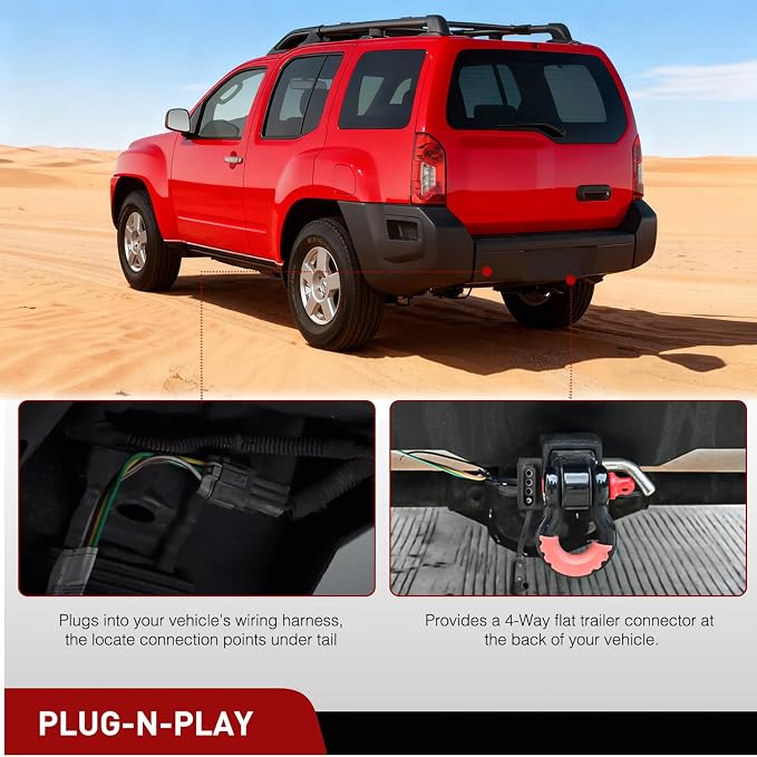 4 Pin Trailer Wiring Harness 55441 Custom for 2005 2006 2007 2008 2009 2010 2011 2012 2013 14 15 16 17 18 19 20 21 22 23 24 Nissan Frontier Xterra Pathfinder Suzuki Equator