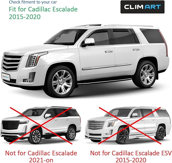 in-Channel Incredibly Durable Rain Guards for Cadillac Escalade 2015-2020, Original Window Deflectors, Vent Window Visors, Vent Deflector, 4 pcs. - 615289