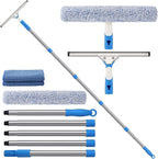 77'' Professional Squeegee Window Cleaner Tool with Extension Pole, Car Windshield Cleaning Kit with Long Handle, Window Washing Equipment for Indoor Outdoor Windows & Car Glass