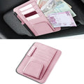 Car Sun Visor Organizer, Multifunctional Auto Visor Document Holder with Sunglasses Clip, Universal Car Interior Accessories Organizer for Drving License, Card, Pen (Pink)