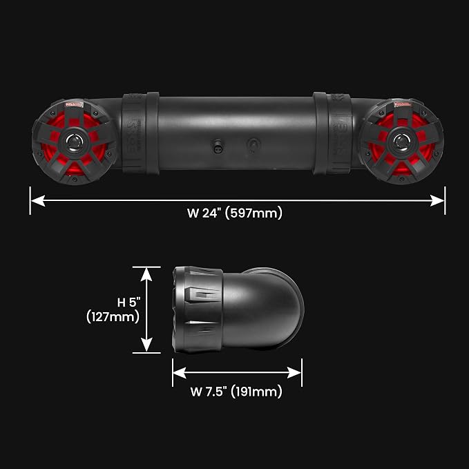 UTV4BRGB ATV Sound System - 4 Inch Speakers, Tweeters, IPX5 Weatherproof, Bluetooth, Built-in Amplifier, Multi-Color Illumination