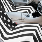 Car Seat Towel Covers with Storage Bag, 63 x 32 Inch Universal Non Slip Waterproof Sweat Protector for Car Truck, Gym Swimming Running, Machine Washable(2 Pack,Black White American Flag)