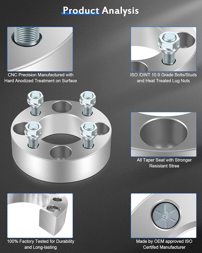 EZ GO Wheel Spacers CLUB CAR for Golf CART Wheel Spacers 1.5 inch 4x4 to 4x4 Wheel Spacers 4x101.6 to 4x101.6 4 Lug 68.5mm CB 1/2" Studs 4PCS