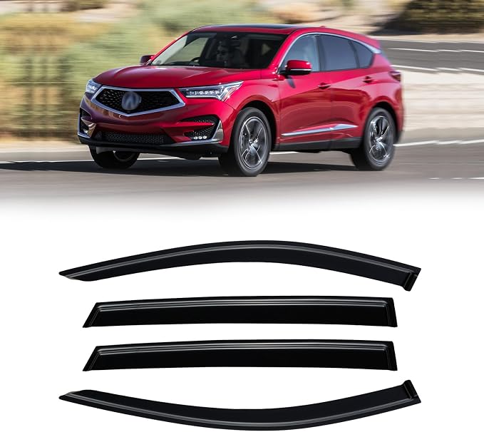 Rain Guards for Acura RDX 2019-2026, Out-Channel Window Visor Shields Vent Deflector Shade Wind Dark Smoke 2020 2021 2022 2023 2024 19 20 21 22 23 24 25, Tape-On Outside-Mount, 4PCS