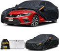 Car Cover Custom Fit for Honda Civic Waterproof All Weather,Outdoor Full Exterior Automobiles Snow Covers with Windshield Sun Shade and Breathable Vents,Driver Door Zipper & Storage Bag Black