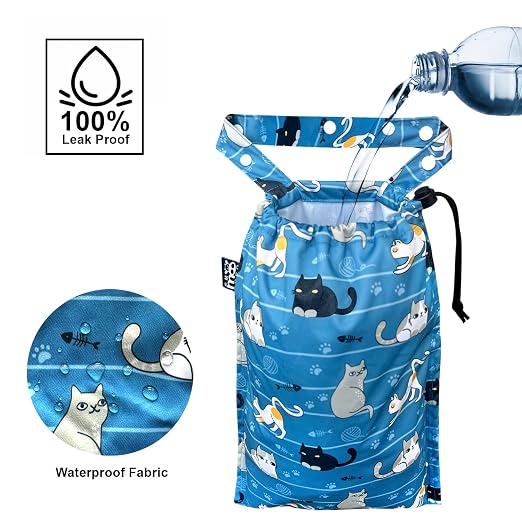 Cute Hanging Car Trash Garbage Bag 100% Leakproof Waterproof Multipurpose for Car Back Front Seat Console with Hanging Strap (Cats Play)