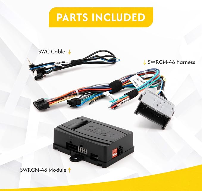 SWRGM-48 radio replacement interface retains Steering Wheel Control functionality and factory Chime features on select GM Class II vehicles with Bose Amplified & Non-Amplified Systems (2002-2013)
