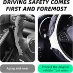 15 Inch Car Leather Steering Wheel Cover, Automotive Accessories Elastic Breathable Anti-Slip Soft Wheel Protector Fits Men and Women, Suitable for SUVs, Trucks, Vehicles and RVs (White)