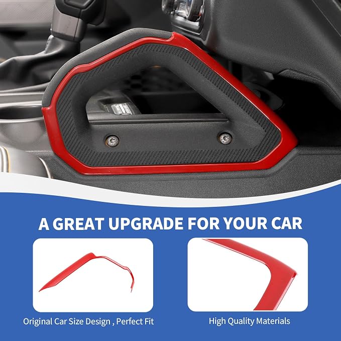 Center Console Dash Grab Handle Cover Trim Compatible with 2021-2024 Ford Bronco Interior Accessories, Red (Not for Bronco Sport)