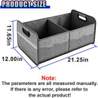Car Trunk Organizer, Waterproof Large Capacity 600D Oxford Fabric Auto Trunk Storage Container with Pockets, Multi-Compartment Vehicle Storage Box Accessories for Car SUV Truck (Gray)