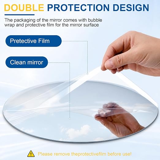 12" Frameless Mirror with 360° Adjustable View - Convex Mirror for Garage, Driveway, Store, Warehouse & Office, Wall Mount Safety for Indoor Outdoor Use with Clear Wide Reflection