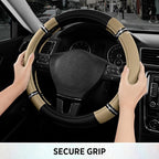 Road Comfort Leather Steering Wheel Cover – Premium Anti-Slip Car Steering Wheel Grip Cover – Universal Fit for 14.5”–15” Cars, Trucks & SUVs - Beige