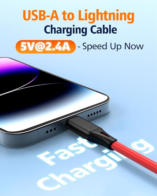 1.5ft Coiled USB-A to Lightning Cable [MFI Certified] Carplay | 3A Fast Charger Data Transfer Cord in Car for iPhone 14/13/12/11/XS/8/7/6/5, iPad, iPod