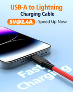 1.5ft Coiled USB-A to Lightning Cable [MFI Certified] Carplay | 3A Fast Charger Data Transfer Cord in Car for iPhone 14/13/12/11/XS/8/7/6/5, iPad, iPod