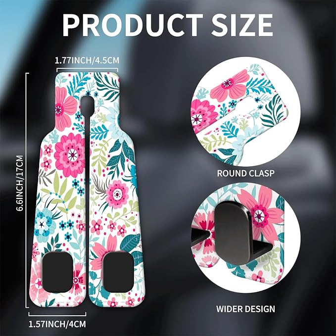 Car Seat Headrest Hook, Universal Leather Cute Hanger Holder Hook, Storage Organizer Interior Accessories for Purse Bags Handbag Cute Colorful Boho Flowers