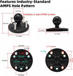 Fish Finder & 1" Ball Mount with Aluminum Long Arm, AMPS Round Plate for RAM Mounts/GPS/Boats/Vehicle, T-Bolt Attachment for Track Systems, Compatible with Humminbird, Raymarine