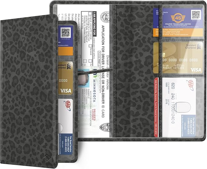 Car Registration and Insurance Card Holder, Vehicle Glove Box Card Organizer Wallet Automobile Accessories for License