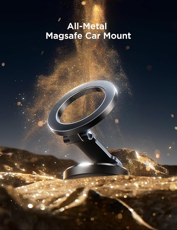 Fits MagSafe Car Mount, [All-Metal] Magnetic Phone Holder for Car with Strong Magnets, 360° Adjustable iPhone Car Mount, Car Accessories for Women Men, for iPhone 17 Pro Max 16 15 14 13 12