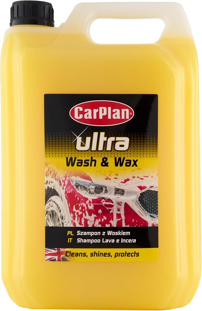 Ultra Wash & Wax Car Shampoo, 169 fl oz (1.3 Gallon) pH Neutral Soap Cleans, Shines & Protects Paint for Bucket Wash with Wash Mitt