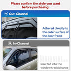 Side Window Wind Vent Deflectors fit for 1997-2006 Jeep Wrangler (TJ) 2-Door, 2pcs Out-Channel Tape-On Nice Rain Guards Set, Dark Smoke Nice Window Visor 92054