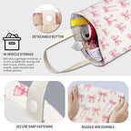 Cute Car Trash Can, Hanging Canvas Car Back Seat Organizer and Storage Bag, Funny Car Trash Bag for Travelling, Outdoor Cute Pink Bow