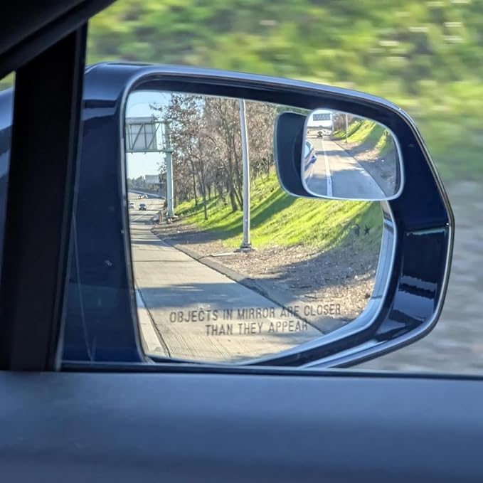 Large Rear View Blind Spot Mirror, Frameless HD Glass Convex Wide Angle Stick on Wing Blindspot Mirror Rearview Car Mirror for Car SUV and Truck (Pack of 2)