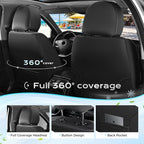 Coverado Leather Front Seat Covers, 2-Pack Universal Waterproof Breathable Leather Woven Leatherette Seat Cushions, Auto Car Seats Protectors, Fit for Most Vehicles-Blackpure