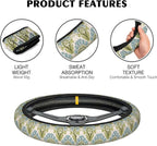 Abstract Florals Block Steering Wheel Cover, Elastic Non-Slip Steering Wheel Protector,Auto Interior Decor for Women Girls,Universal 15" Fit for Sedans,Trucks