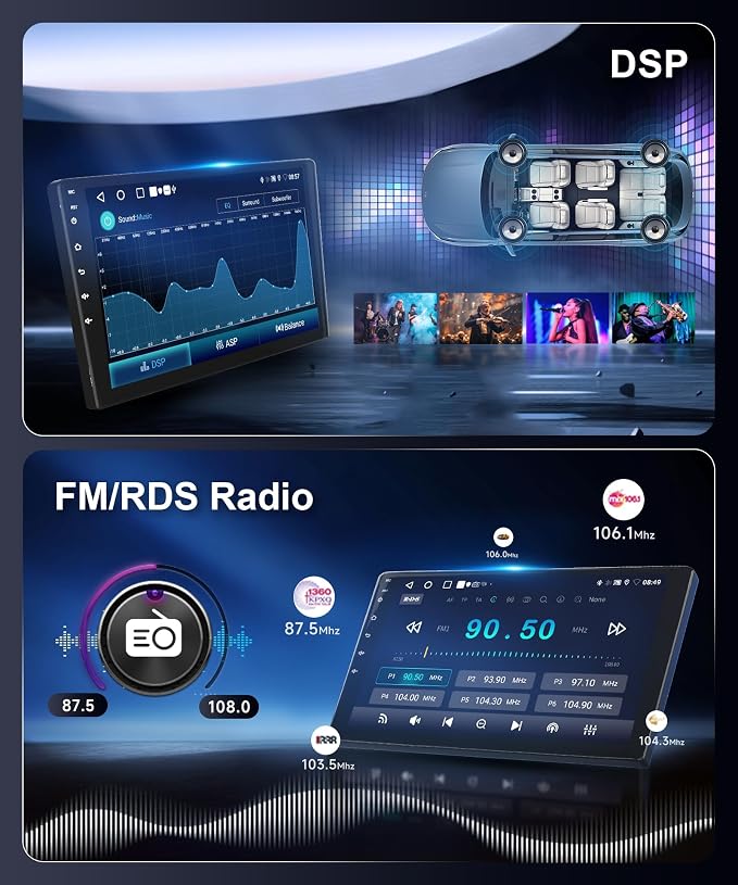 5Ghz WiFi Car Radio Stereo for Mercedes Benz Smart Fortwo 2011-2015, 9" Touch Screen/Android 15/Wireless CarPlay/Android Auto/DSP EQ/GPS Navigation/Bluetooth/FM/RDS/SWC/HD Backup Camera 2+64G