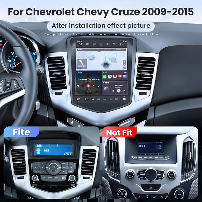 8 Core 4G RAM 64G ROM Car Radio for Chevrolet Chevy Cruze 2009-2015: Upgrade HD Touch Screen Replacement Stereo Wireless Carplay Android Auto Bluetooth 5.0 GPS 5G WiFi SWC AM FM DSP