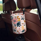 Car Trash Bag Abstract Pink Flowers Waterproof Trash Small Car Can Portable Collapsible Car Garbage Can Hanging for Back Seat Floor or Hanging Headrest Car Decor Road Trip Essentials
