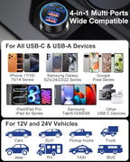 USB C Car Charger, 3 Pack 90W 4-Port Dual 45W Super Fast Car Phone Charger PD/QC 3.0 Fast Charging 12V Cigarette Lighter Adapter Plug for iPhone 17 16e 15 14 Pro Max, Galaxy S26 S25, Android