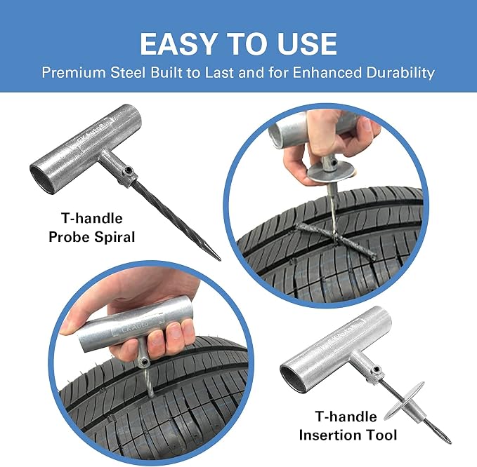 Universal Tire Repair Kit, Heavy Duty Car Emergency Tool Kit for Flat Tire Puncture Repair, 36 Pcs Value Pack, Tire Plug Kit fit for Autos, Cars, Motorcycles, Trucks, RVs, etc.