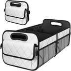 Car Trunk Organizer, Collapsible Auto Storage Box with Multi Pockets, Waterproof Oxford Cargo Organizer with Reinforced Handles, Universal Car Accessories for Men Women (White)